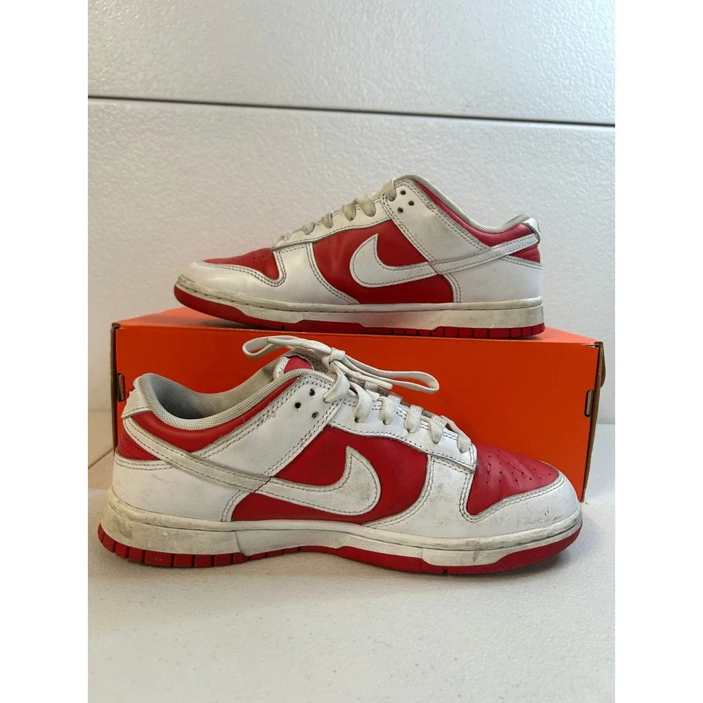 Nike Dunk Low University Red White Sneakers Mens 8 #2459